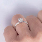1.6ct Oval Cut Diamond Engagement Ring Bezel Set Solitaire 14k White Gold Finish