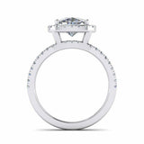 2ct Cushion Cut Diamond Engagement Ring Halo Split Shank 14k White Gold Finish