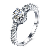 2Ct Round Cut Diamond Hidden Halo Solitaire with Accent Ring 14K White Gold Over