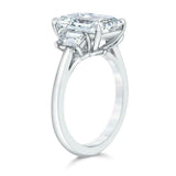 2ct Emerald Cut Diamond Engagement Ring 14k White Gold Finish Trilogy Solitaire