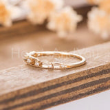0.2ct Round Cut Moissanite Dainty Promise Wedding Band 14k Yellow Gold Plated