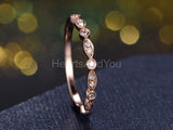 0.5ct Round Cut Moissanite Half Eternity Milgrain Band 14k Rose Gold Plated