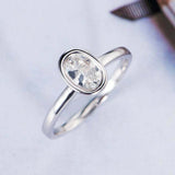 1.6ct Oval Cut Diamond Engagement Ring Bezel Set Solitaire 14k White Gold Finish