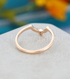 0.55ct Round Cut Moissanite Curved Women Wedding Band 14k Yellow Gold Plated