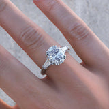 3Ct Oval Baguette Cut Diamond Three Stone Engagement Ring 14K White Gold Finish