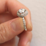 1ct Round Diamond Vintage Solitaire Halo Engagement Ring 14k White Gold Finish