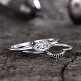 1ct Engagement Ring Marquise Cut Diamond Bridal Set Design 14k White Gold Finish