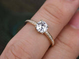 1.3ct Round Diamond Engagement Ring Solitaire with Accents 14k Yellow Gold Over