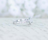 2ct Oval Cut Diamond Engagement Ring Halo 14k White Gold Over with Round Accents