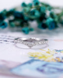 0.3ct Round Cut Moissanite Chevron Stacking Wedding Band 14k White Gold Plated