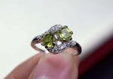 2.3ct Round Cut Green Peridot Swirl Twist Two Stone Ring 14k White Gold Finish