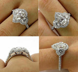 6.5ct Pear Cut Diamond Halo Cocktail Trilogy Engagement Ring 14K White Gold Over
