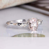 1.4ct Oval Cut Peach Morganite Solitaire Twisted Shank Ring 14k White Gold Over
