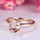 1.5ct Oval Cut Peach Morganite Engagement Ring Solitaire 14k Rose Gold Finish