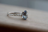 1.1ct Oval Blue Aquamarine Marquise Accent Engagement Ring 14k White Gold Finish
