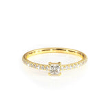 2Ct Princess Diamond Round Accent Minimalist Solitaire Ring 14K Yellow Gold Over