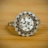 2.7ct Round Cut Diamond Engagement Ring 14k White Gold Finish Milgrain Art Deco