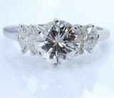 4Ct Round Cut Diamond Marquise Accent Trilogy Solitaire Ring 18K White Gold Over