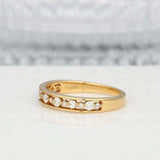 1.5ct Round Cut Diamond Wedding Band Single Prong Stackable 14k Yellow Gold Over
