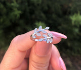 1Ct Round Cut Diamond Olive Branch Promise Engagement Ring 14K White Gold Finish