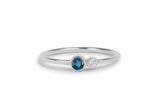 0.4ct Round Cut Blue Sapphire Two Stone Minimalist Ring 14k Yellow Gold Finish