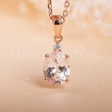 1ct Oval Cut Simulated Morganite Solitaire Pendant 14k Rose Gold Plated NO CHAIN