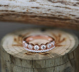 2ct Round Cut Diamond Engagement Ring 14k RoseGold Over Half Eternity Bridal Set