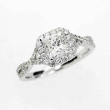 2.1ct Princess Cut Simulated Diamond Split Shank Halo Ring 14K White Gold Plated