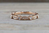 1.2ct Round Cut Diamond Milgrain Petite Wedding Band Ring 14k Rose Gold Finish