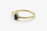 0.4ct Engagement Ring Oval Cut Sapphire Two Stone Minimalist 14k YellowGold Over