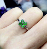 1ct Round Cut Green Emerald Engagement Ring Floral Solitaire 14k White Gold Over