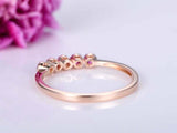 0.5ct Round Cut Pink Ruby Engagement Ring Five Stone Promise 14k RoseGold Finish