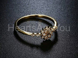 0.5ct Round Cut Moissanite Floral Geometric Engagement Ring 14k Gold Plated