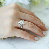 2.3ct Oval Simulated Diamond Dual Halo Milgrain Bridal Set 14K White Gold Plated