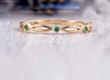 0.1ct Round Cut Simulated Emerald Minimalist Wedding Band 14k Yellow Gold Plated