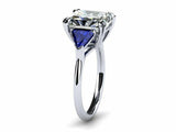 2.1ct Radiant Cut Diamond Sapphire Accent Engagement Ring 14k White Gold Finish