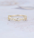 0.1ct Round Cut Moissanite Twig Stacking Wedding Band 14k Yellow Gold Plated