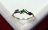 0.25ct Engagement Ring Round Cut Green Emerald Swirl Twist 14k White Gold Finish