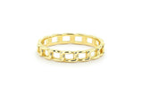 Open Cuban Link Engagement Ring 14k Yellow Gold Finish