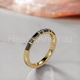 0.3ct Baguette Simulated Black Diamond Half Eternity Band 14k Yellow Gold Plated
