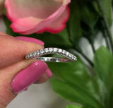 0.3ct Round Cut Diamond Wedding Ring Band Curved Minimalist 14k WhiteGold Finish