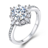 3Ct Round Cut Diamond Engagement Ring Marquise Halo In 14K White Gold Finish