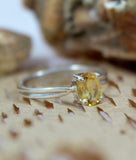 1ct Engagement Ring Oval Cut Yellow Sapphire Solitaire 14k White Gold Finish