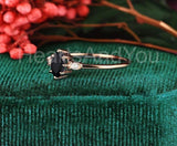 0.5ct Marquise Cut Simulated Black Diamond Three Stone Ring 14k Rose Gold Plated