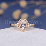 1.5ct Oval Cut Simulated Morganite Halo Engagement Ring 14k Rose Gold Plated