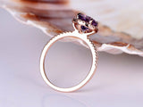 1ct Round Cut Purple Amethyst Solitaire Engagement Ring 14k Rose Gold Finish