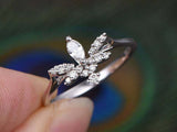 1.3ct Marquise Diamond Engagement Ring Dragonfly Statement 14k White Gold Finish
