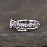 2.2ct Round Cut Diamond Bridal Set Ring Infinity Band 14k White Gold Finish