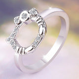 1.2ct Round Cut Diamond Engagement Ring 14k White Gold Finish Kitty Stackable