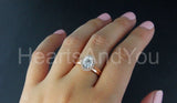 2.2ct Oval Cut Simulated Diamond Bridal Set Halo Solitaire 14k Rose Gold Plated